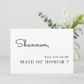 エレガントな結婚式のメイドオブオナーへのお願いカード 招待状 (スタンド正面)