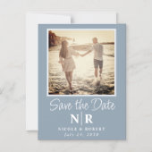 エレガントな結婚式のモノグラム写真日付を保存 マグネット招待状 (正面)