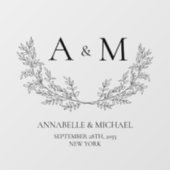 エレガントな結婚式のモノグラム名の日付 ウィンドウサイン (シート)