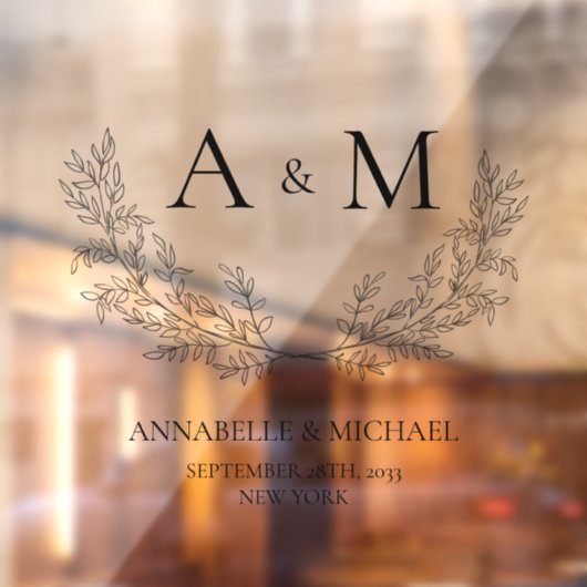 エレガントな結婚式のモノグラム名の日付 ウィンドウサイン (シート2)