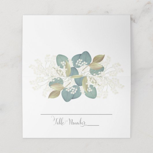 エレガントな結婚式のユーカリと金ゴールドの葉 プレイスカード (外部開封)