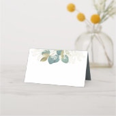 エレガントな結婚式のユーカリと金ゴールドの葉 プレイスカード (裏面)