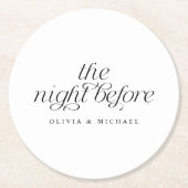 エレガントな結婚式のリハーサルディナーの前の夜 ラウンドペーパーコースター (正面)