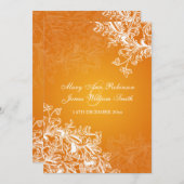 エレガントな結婚式のヴィンテージがオレンジ色に渦巻く 招待状 (正面/裏面)