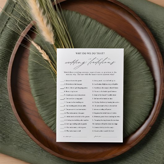 エレガントな結婚式の伝統ブライダルシャワーゲームカード 招待状