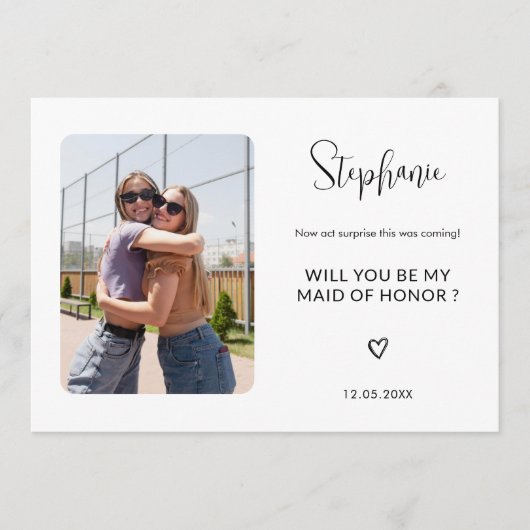 エレガントな結婚式の伴娘になってくれますか？ プロポーズカード 招待状 (正面)