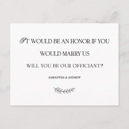 エレガントな結婚式の公式カパーソナライズされたード ポストカード (正面)