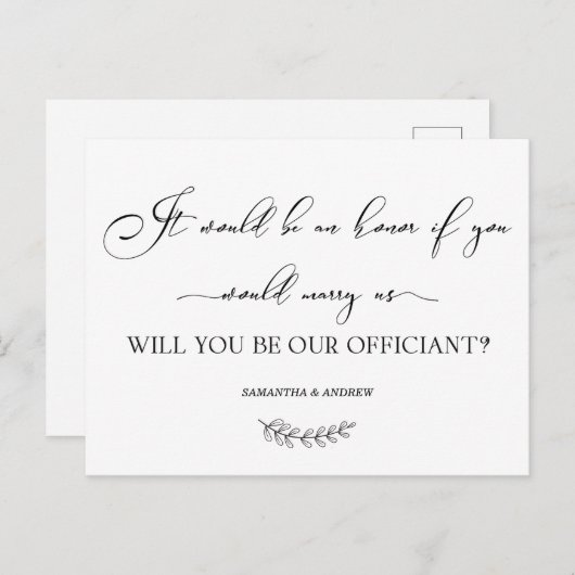 エレガントな結婚式の公式カパーソナライズされたード ポストカード (正面/裏面)