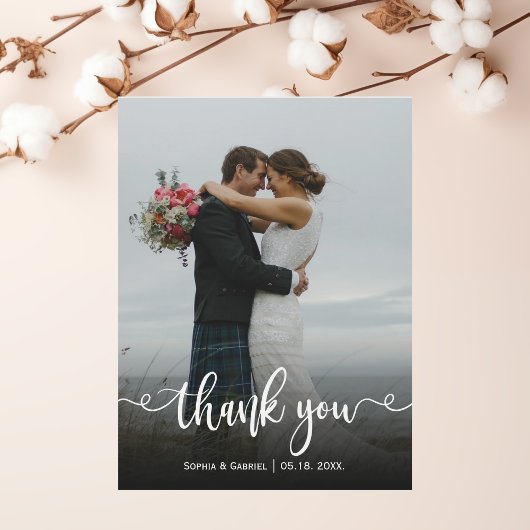 エレガントな結婚式の写真ありがとう磁気カード