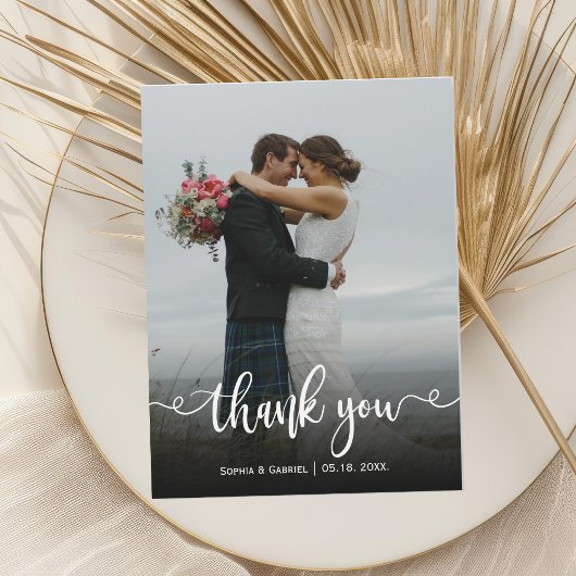 エレガントな結婚式の写真ありがとう磁気カード