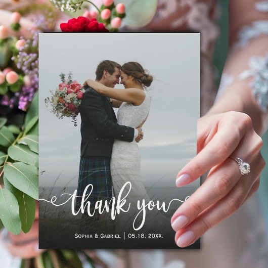 エレガントな結婚式の写真ありがとう磁気カード