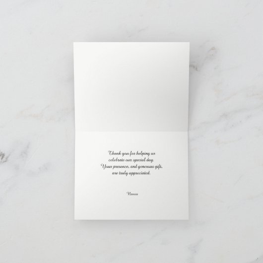 エレガントな結婚式の写真ありがとう サンキューカード (内部)
