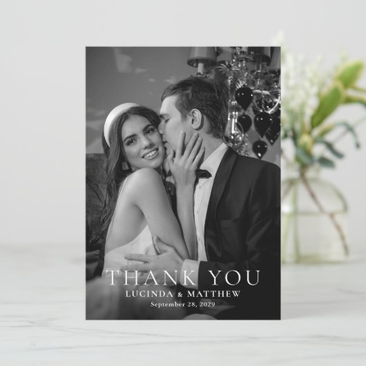 エレガントな結婚式の写真ありがとう サンキューカード (スタンド正面)