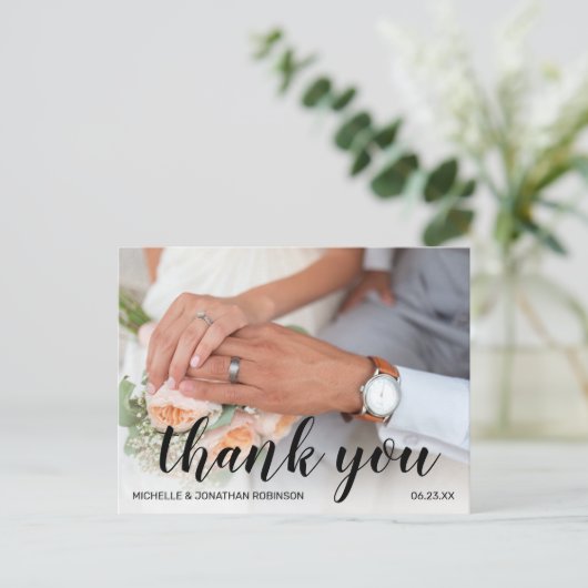 エレガントな結婚式の写真ありがとう シーズンポストカード (スタンド正面)