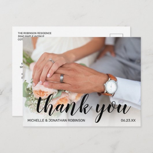 エレガントな結婚式の写真ありがとう シーズンポストカード (正面/裏面)