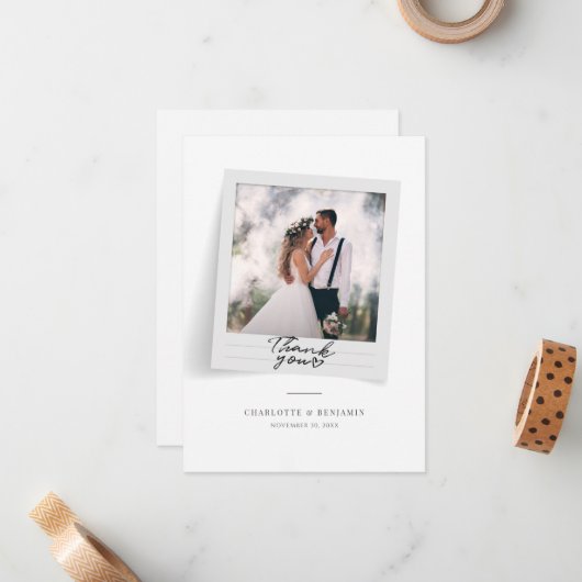 エレガントな結婚式の写真ありがとう ノートカード (正面/裏面インサイチュ)