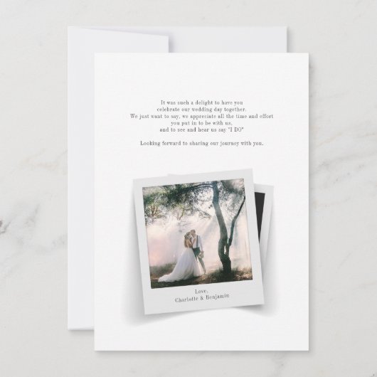 エレガントな結婚式の写真ありがとう ノートカード (裏面)