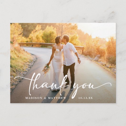 エレガントな結婚式の写真ありがとう ポストカード (正面)