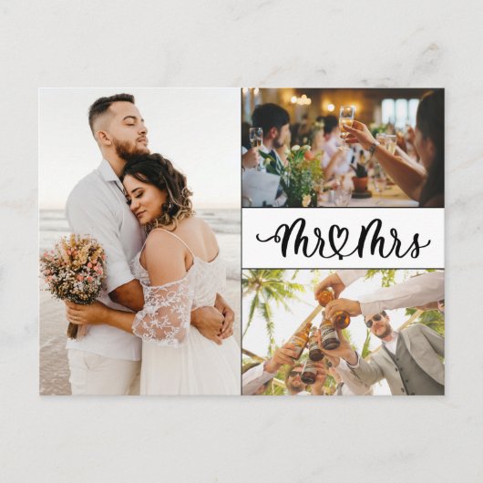 エレガントな結婚式の写真ありがとう ポストカード (正面)