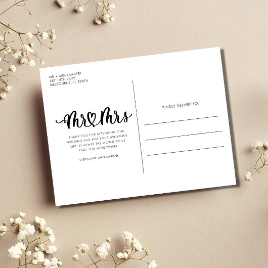 エレガントな結婚式の写真ありがとう ポストカード