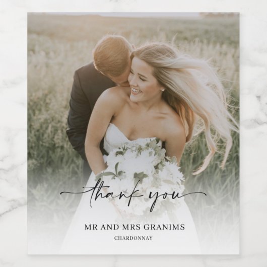 エレガントな結婚式の写真ありがとう ワインラベル (シングルラベル)