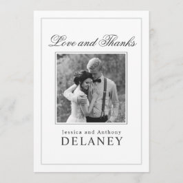 エレガントな結婚式の写真と共に サンキューカード