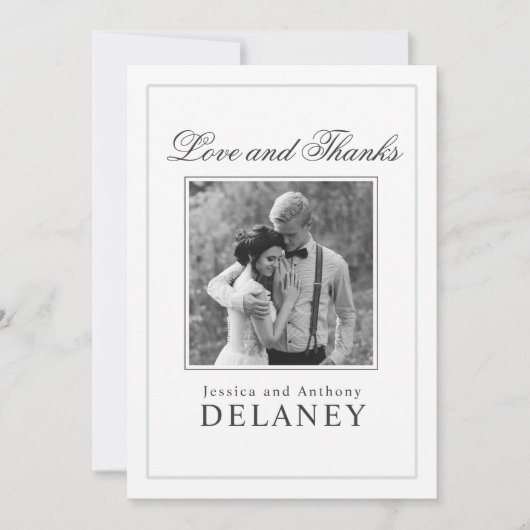 エレガントな結婚式の写真と共に サンキューカード (正面)