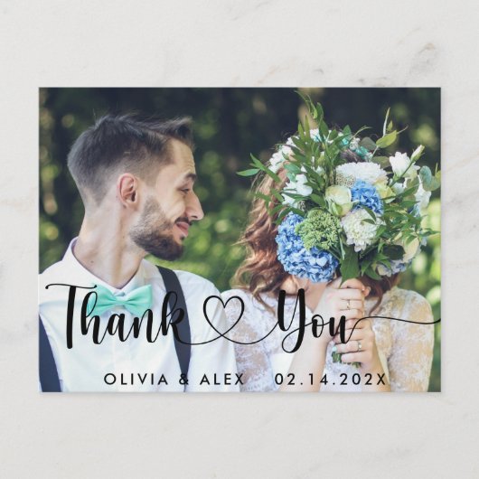 エレガントな結婚式の写真のお礼 ポストカード (正面)