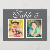 エレガントな結婚式の写真の木炭グレーテーブル番号 招待状 (裏面)