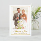 エレガントな結婚式の写真の金ゴールドフレーム サンキューカード (スタンド正面)