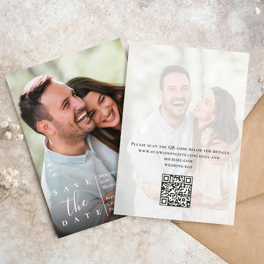 エレガントな結婚式の写真を使ったSave the Dateカード セーブザデート