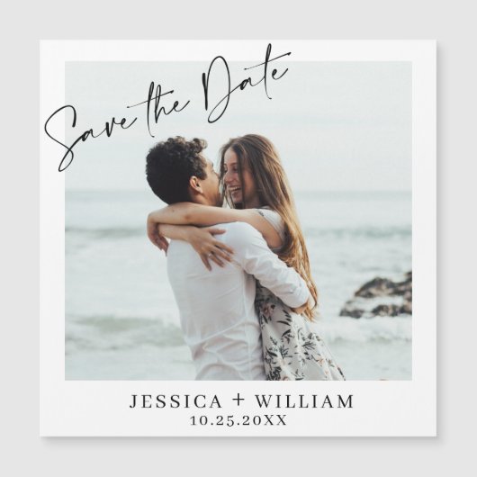 エレガントな結婚式の写真を保存する日付の磁気カード (正面)