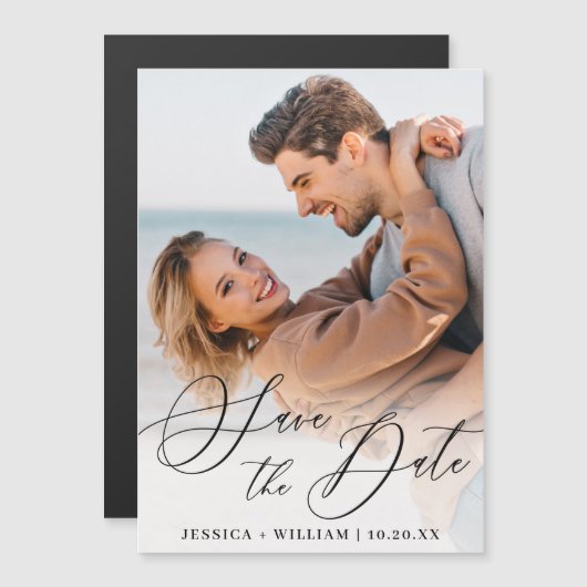 エレガントな結婚式の写真を保存する日付の磁気カード (正面/裏面)