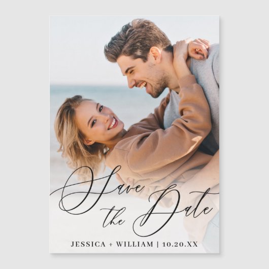 エレガントな結婚式の写真を保存する日付の磁気カード (正面)