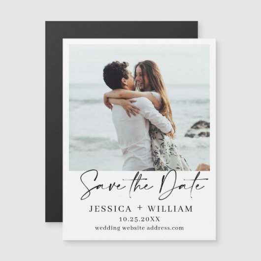 エレガントな結婚式の写真を保存する日付の磁気カード (正面/裏面)