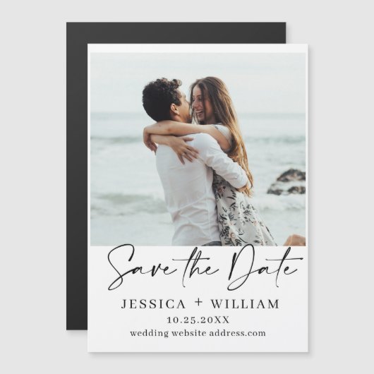 エレガントな結婚式の写真を保存する日付の磁気カード (正面/裏面)