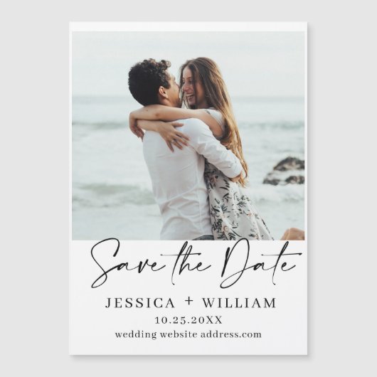 エレガントな結婚式の写真を保存する日付の磁気カード (正面)