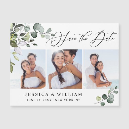 エレガントな結婚式の写真を保存する日付の磁気カード (正面)