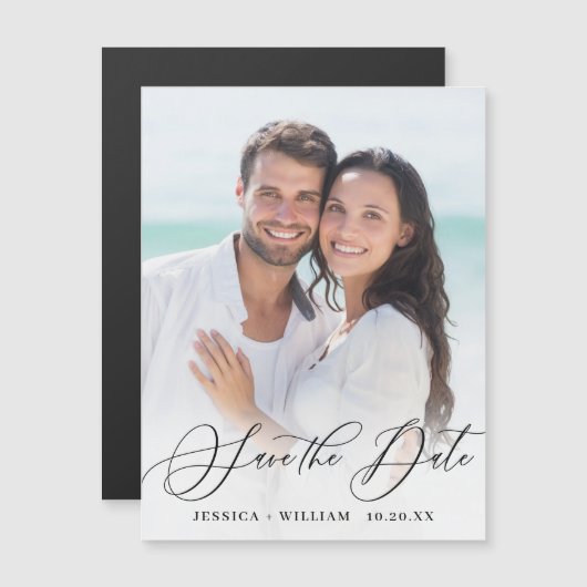 エレガントな結婚式の写真を保存する日付の磁気カード (正面/裏面)