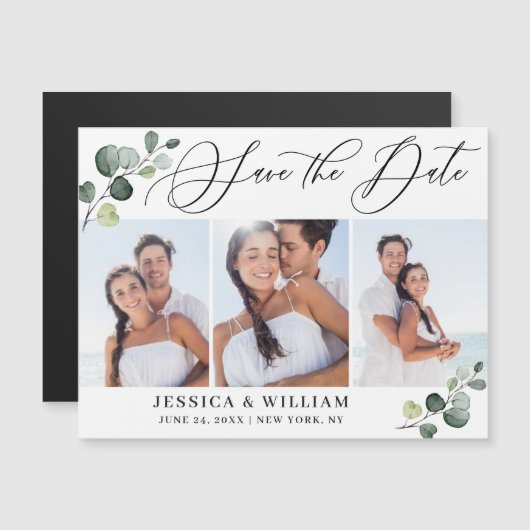 エレガントな結婚式の写真を保存する日付の磁気カード (正面/裏面)