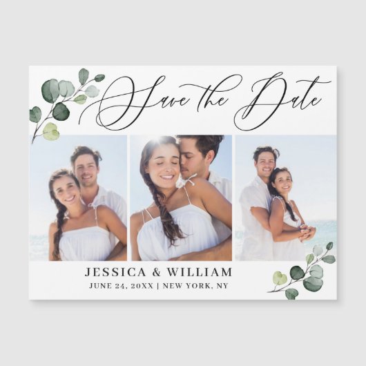 エレガントな結婚式の写真を保存する日付の磁気カード (正面)