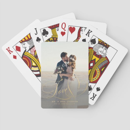 エレガントな結婚式の写真を愛する トランプ (裏面)