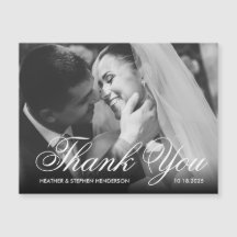 エレガントな結婚式の写真マグネットカード ありがとう