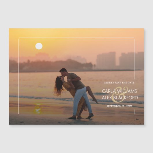 エレガントな結婚式の写真日付の磁気カードを保存 (正面)