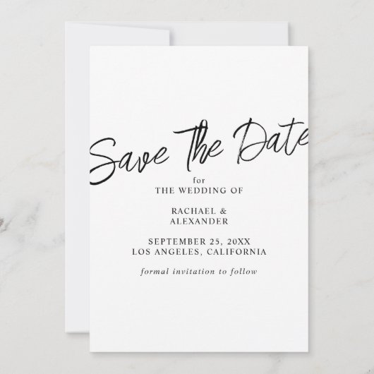 エレガントな結婚式の写真日付を保存 招待状 (裏面)