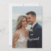 エレガントな結婚式の写真発表 - 新婚カップルのおしゃれな報告 招待状 (正面)