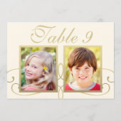 エレガントな結婚式の写真 アイボリー ゴールド テーブルナンバー (裏面)