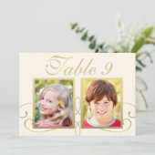 エレガントな結婚式の写真 アイボリー ゴールド テーブルナンバー (スタンド正面)