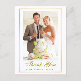 エレガントな結婚式の写真 ゴールドフレーム ありがとうございます ポストカード