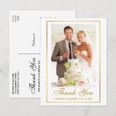 エレガントな結婚式の写真 ゴールドフレーム ありがとうございます ポストカード (正面/裏面)